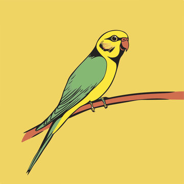 recommend clip art: Vector Illustration of a Colorful Budgerigar on a Branch