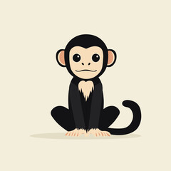 Cute Vector Illustration of a Sitting Monkey