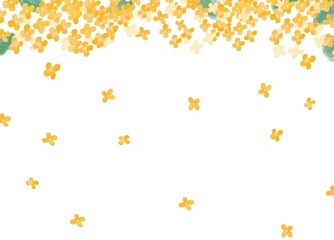 水彩風　キンモクセイの背景イラスト