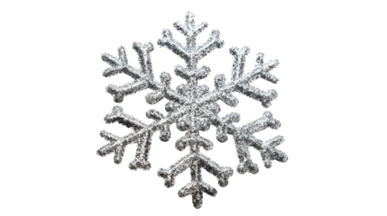 Christmas silver glitter snowflake on transparent background