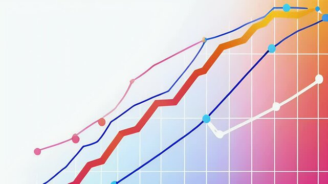 A colorful graph with multiple lines representing data trends and analysis.