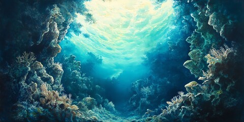 Fototapeta premium Captivating underwater landscape from a low angle
