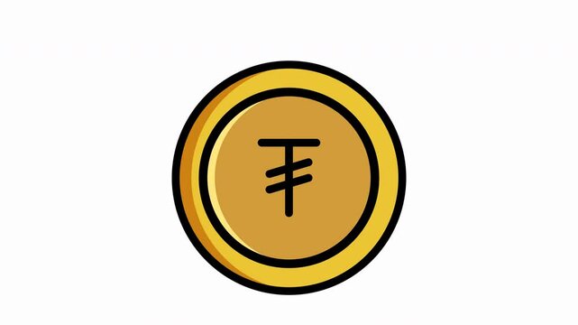 Animated, gold coin featuring tugrik coin, mongolia money symbol, ideal for financial concepts, currency exchange, current money, economics, investment, banking, savings and investment concepts design