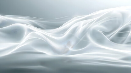 Abstract white wave flowing on gray background with smooth lines
