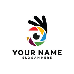 Photo Camera Photography Design Icon logo vector template illustration