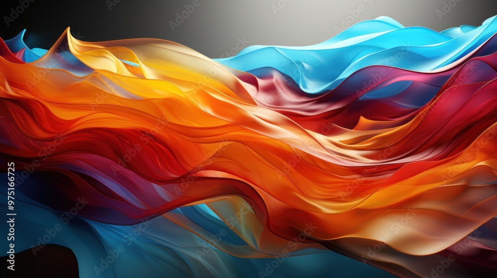 Wall mural abstract colorful fabric waves