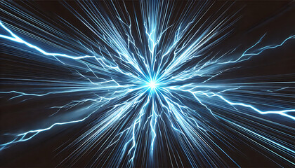 Obraz premium 集中線と青色の雷のイナズマ放射線4