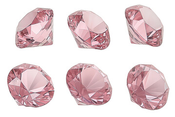 A stunning array of pink diamonds showcasing brilliant cuts and reflections. Perfect for luxury design and jewelry concepts.