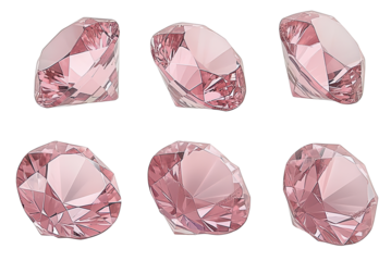 A stunning array of pink diamonds showcasing brilliant cuts and reflections. Perfect for luxury design and jewelry concepts.
