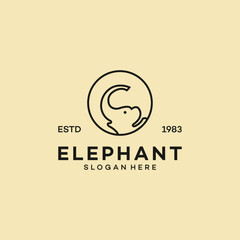 vintage logo elephant vector template illustration