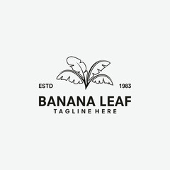 vector banana tree with vintage style logo template icon illustration design