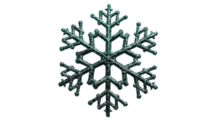 Christmas green glitter snowflake on transparent background