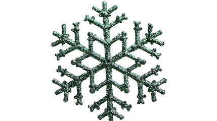 Christmas green glitter snowflake on transparent background