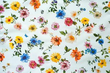 Colorful Flower Pattern with Vibrant Rainbow Hues and Decorative Floral Shapes for Artistic Nature-Themed Wallpaper