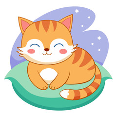 Fototapeta premium Cute cat sleeping on a cushion