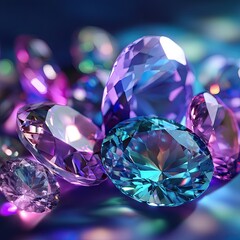Vibrant Gemstones and Crystals with Reflective Sparkle