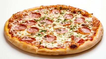 Delicious Pepperoni Pizza with Mozzarella Cheese and Parsley