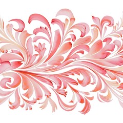 Watercolor peachy and pink flourish pattern. Horizontal banner for beautiful business cards, stickers, price tags, ads, invitations