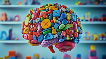 Colorful Brain Constructed from Diverse Toy Blocks