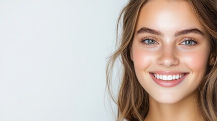 Portrait of a Smiling Woman with Beautiful Skin