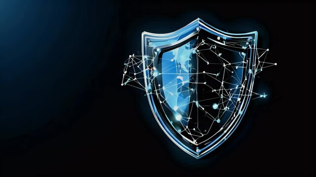 A digital shield symbolizing cybersecurity and protection in a networked environment.