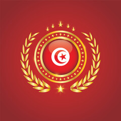 Golden Stamp With Flag. Tunisia Flag Stamp. Made in Stamp Isolated in White Background. Royal, Allegiance, Symbol, Vector, Icon, Illustration.
