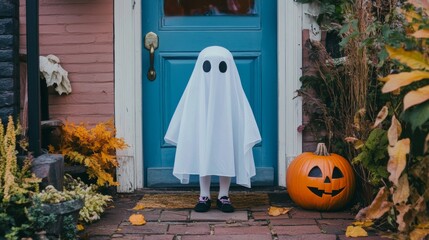 child in ghost costume Halloween