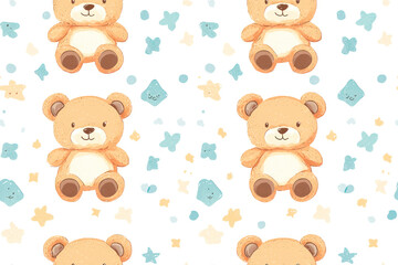Seamless pattern with teddy bear. Cute pattern for pajamas, stationery, wear, clothes.