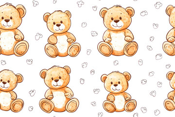 Obraz premium Seamless pattern with teddy bear. Cute pattern for pajamas, stationery, wear, clothes.