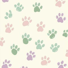 Colorful Paw Print Pattern Background for Pet Lovers