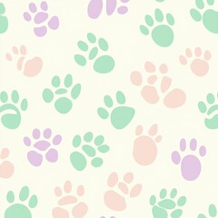 Colorful Paw Print Pattern on Soft Background