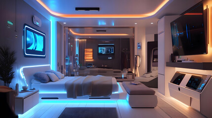 Futuristic Bedroom Interior Design 3D Rendering