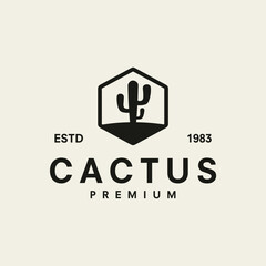 vintage logo cactus vector template illustration