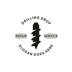 vintage logo drill vector template illustration