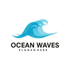 Ocean Wave Logo Template Vector, Ocean simple and modern logo design