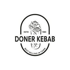 Doner Kebab vintage logo template illustration design