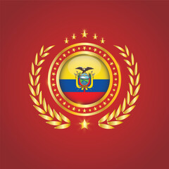 Golden Stamp With Flag. Ecuador Flag Stamp. Made in Stamp Isolated in White Background. Royal, Allegiance, Symbol, Vector, Icon, Illustration.
