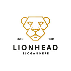 Lion head line art logo concept design vector illustration