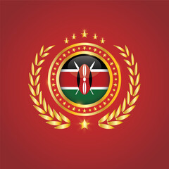 Golden Stamp With Flag. Kenya Flag Stamp. Made in Stamp Isolated in White Background. Royal, Allegiance, Symbol, Vector, Icon, Illustration.
