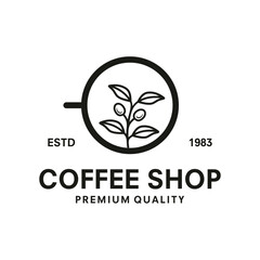 Coffee Bean Organic for Coffee shop Brand Logo Vintage Badge Linear Style