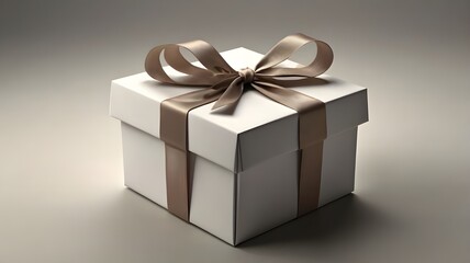 Obraz premium A square gift box with a neat ribbon on top, symbolizing celebration, birthdays, or holidays.