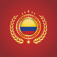 Obraz premium Golden Stamp With Flag. Colombia Flag Stamp. Made in Stamp Isolated in White Background. Royal, Allegiance, Symbol, Vector, Icon, Illustration. 