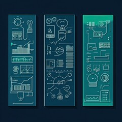 "Abstract Data Visualization with Innovative Illustrations on Dark Background"