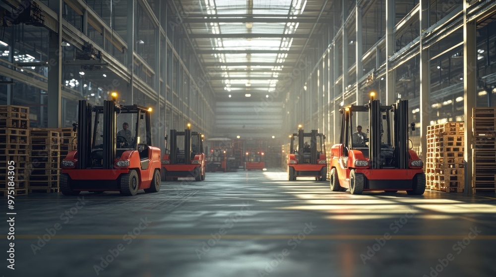 Canvas Prints Forklifts in a Warehouse