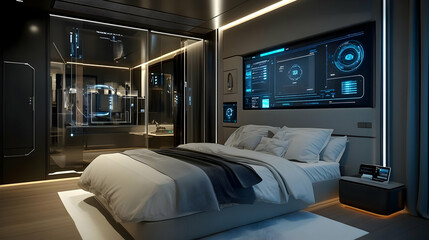 Futuristic Bedroom Interior Design 3D Rendering