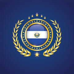 Golden Stamp With Flag. El Salvador Flag Stamp. Made in Stamp Isolated in White Background. Royal, Allegiance, Symbol, Vector, Icon, Illustration.
