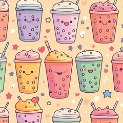 Colorful Cute Drink Pattern Background for Fun Designs