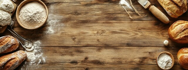 Delicious homemade bakery items on a rustic wooden counter 