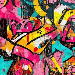 Vibrant Urban Graffiti Art with Colorful Abstract Patterns
