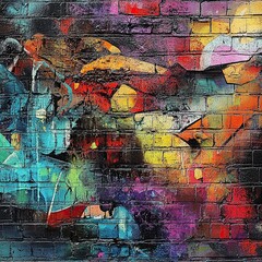 Vibrant Urban Graffiti Wall Art